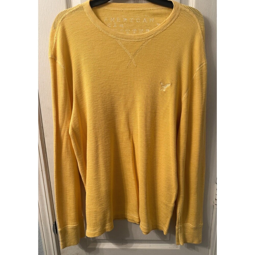 American‎ Eagle Mens Shirt Size Large Yellow Long Sleeve